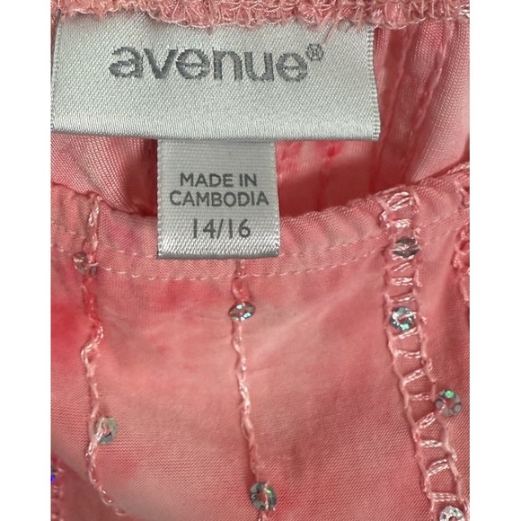 Womens Shirt Pink Tie Dye Cold Shoulder Flare 14/16 Fairy Renaissance Sequins - Picture 4 of 9